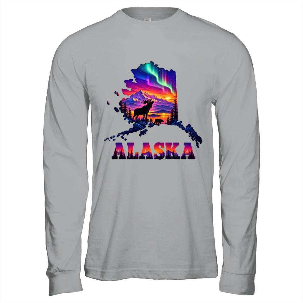 Alaska Elk Aurora Borealis Alaska State Landscape Vacation Shirt & Hoodie | siriusteestore