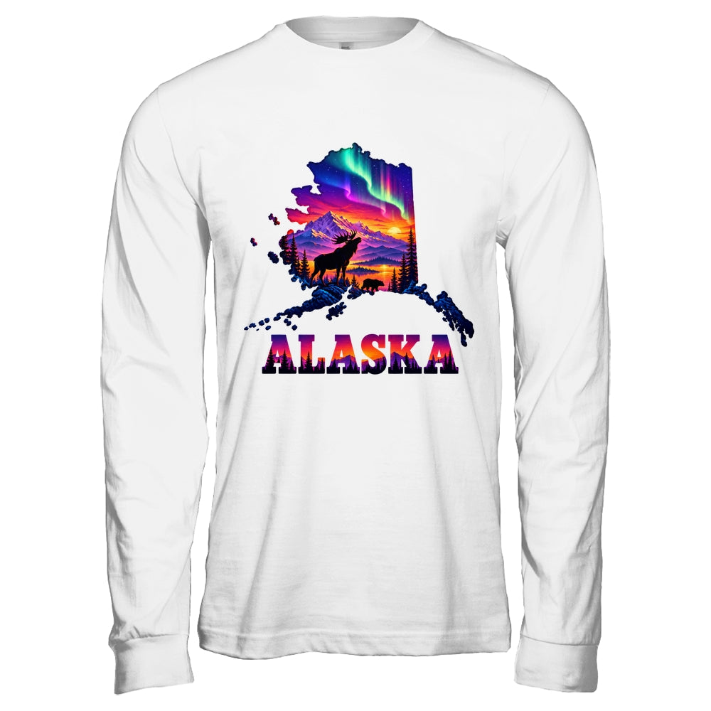 Alaska Elk Aurora Borealis Alaska State Landscape Vacation Shirt & Hoodie | siriusteestore