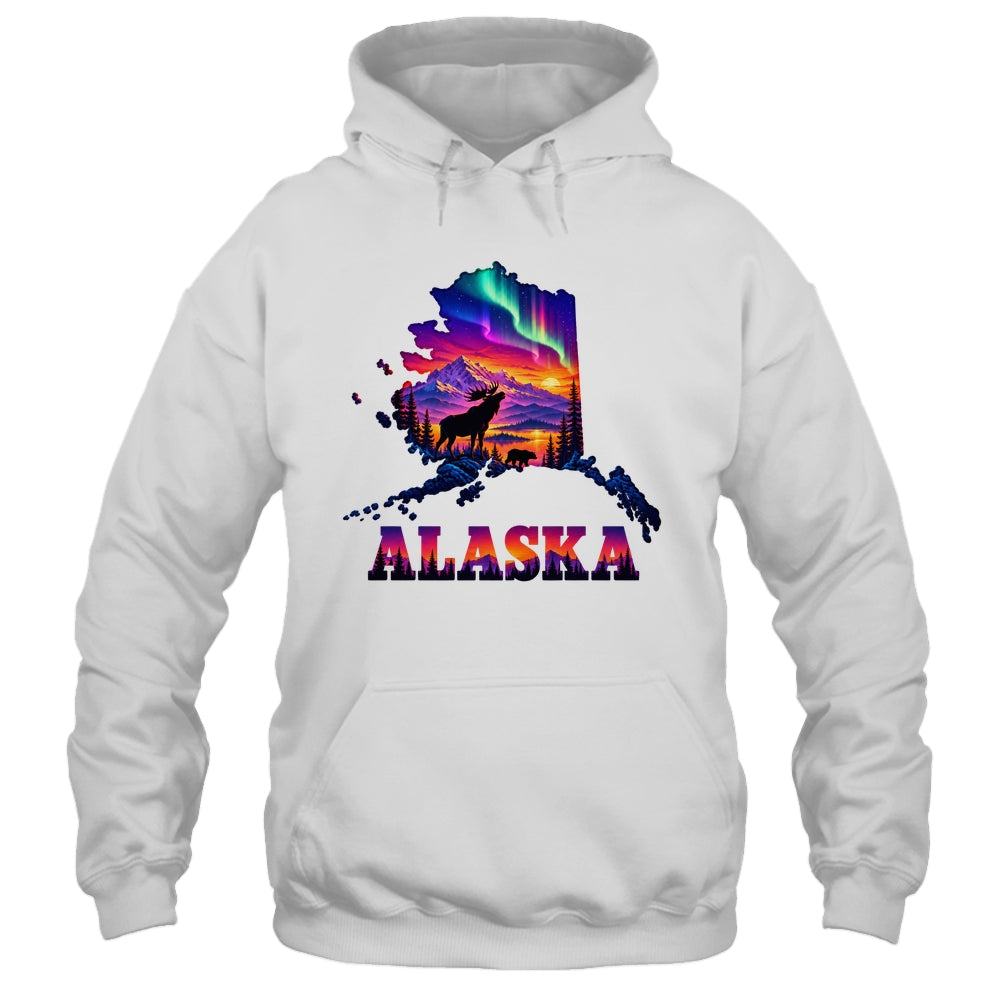 Alaska Elk Aurora Borealis Alaska State Landscape Vacation Shirt & Hoodie | siriusteestore