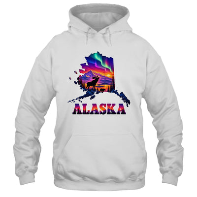 Alaska Elk Aurora Borealis Alaska State Landscape Vacation Shirt & Hoodie | siriusteestore