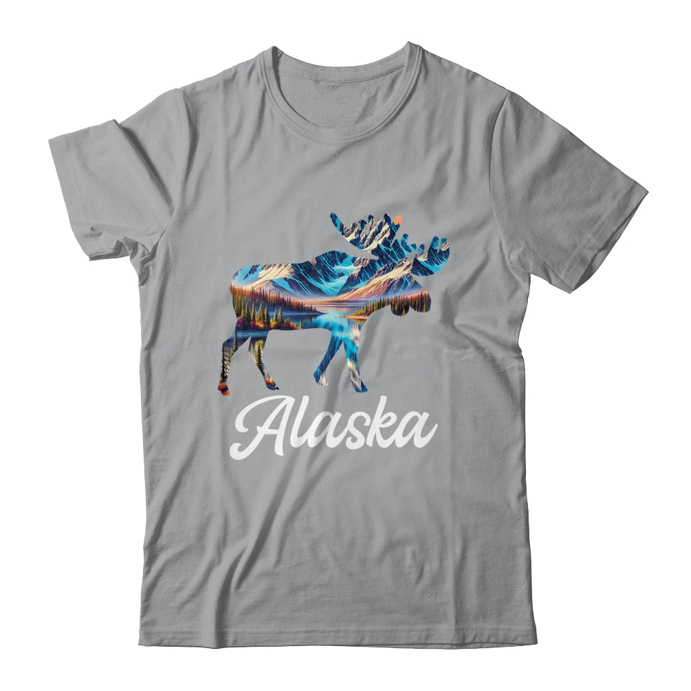 Alaska Mountains Moose Alaskan Lover Souvenir Vacation Trip Shirt & Hoodie | siriusteestore