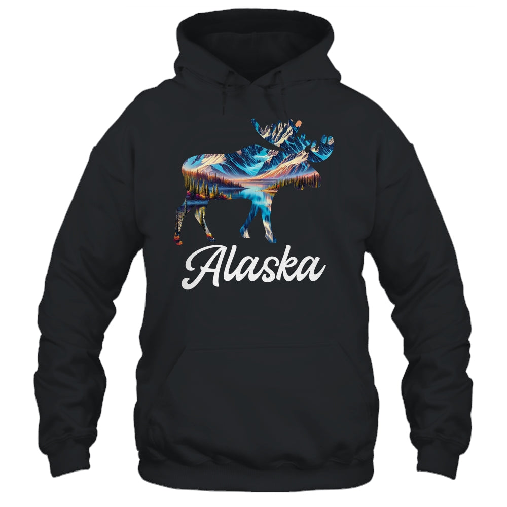 Alaska Mountains Moose Alaskan Lover Souvenir Vacation Trip Shirt & Hoodie | siriusteestore