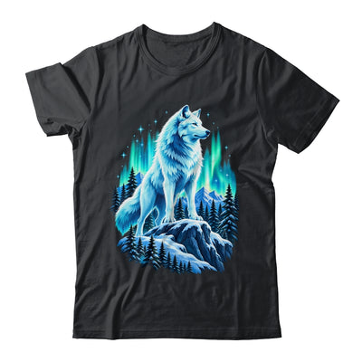 Alaska Northern Lights Arctic Up North White Wolf Lover Shirt & Hoodie | siriusteestore