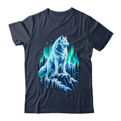 Alaska Northern Lights Arctic Up North White Wolf Lover Shirt & Hoodie | siriusteestore