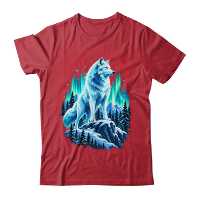 Alaska Northern Lights Arctic Up North White Wolf Lover Shirt & Hoodie | siriusteestore
