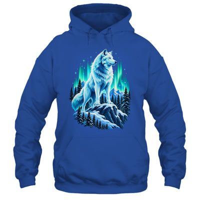 Alaska Northern Lights Arctic Up North White Wolf Lover Shirt & Hoodie | siriusteestore