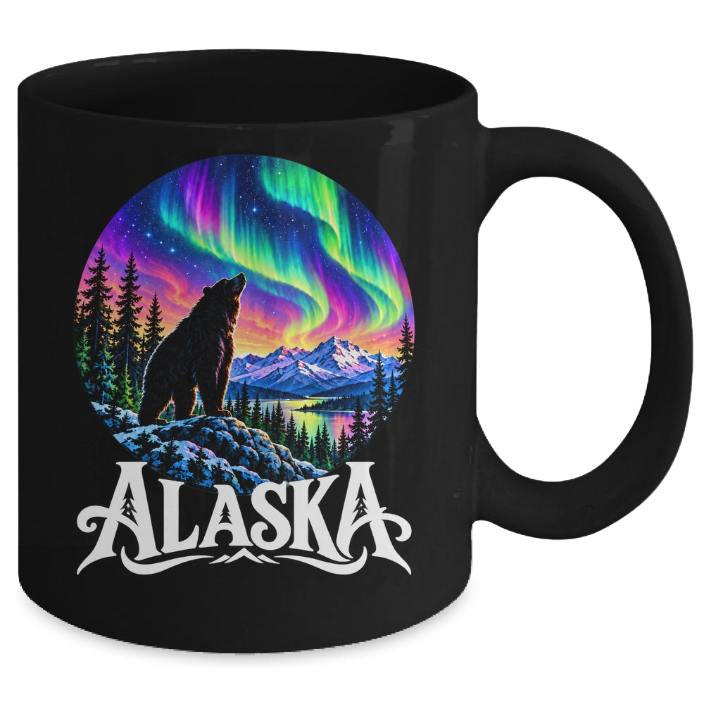 Alaska Northern Lights Aurora Viewing Bear Vacation Vintage Mug | siriusteestore