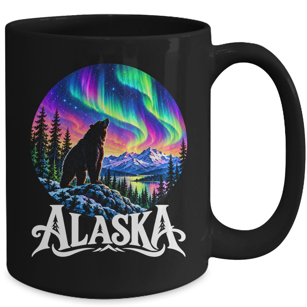 Alaska Northern Lights Aurora Viewing Bear Vacation Vintage Mug | siriusteestore