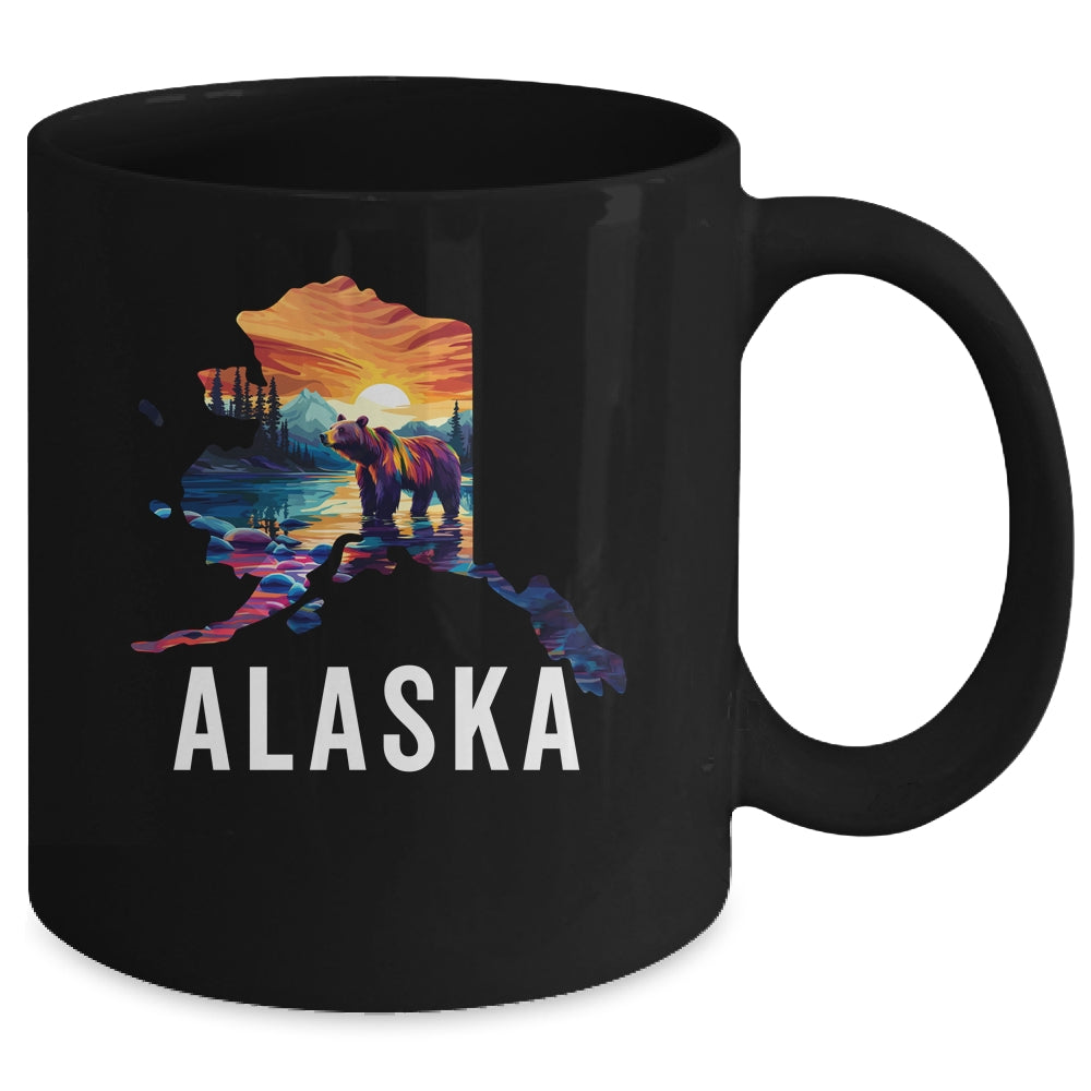 Alaskan Bear Animal Alaska Map Souvenirs Vacation Vintage Mug | siriusteestore