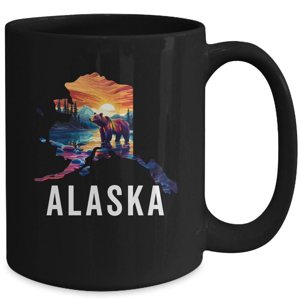 Alaskan Bear Animal Alaska Map Souvenirs Vacation Vintage Mug | siriusteestore