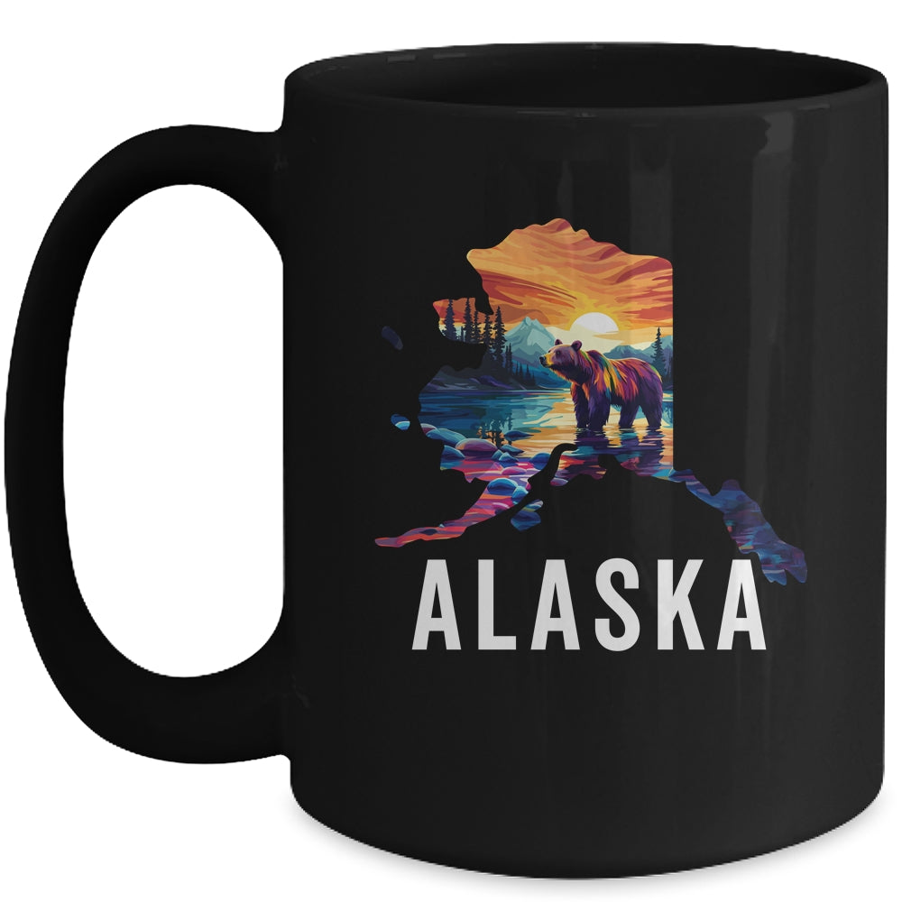 Alaskan Bear Animal Alaska Map Souvenirs Vacation Vintage Mug | siriusteestore