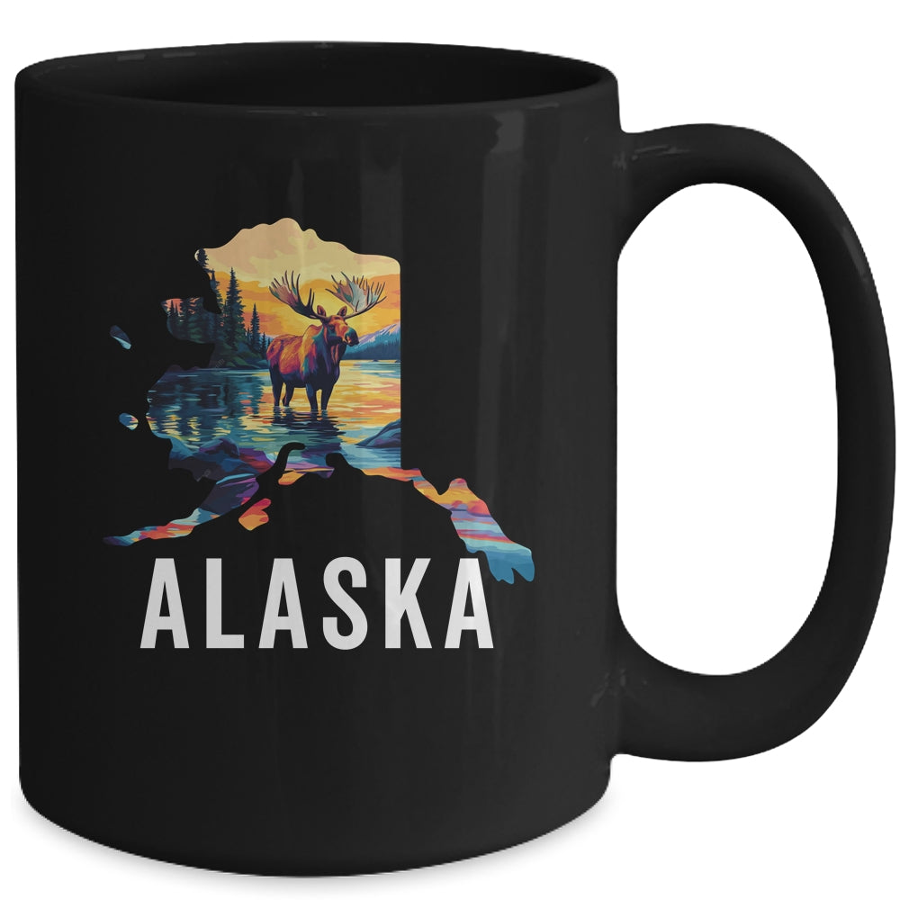 Alaskan Moose Animal Alaska Map Souvenirs Vacation Vintage Mug | siriusteestore