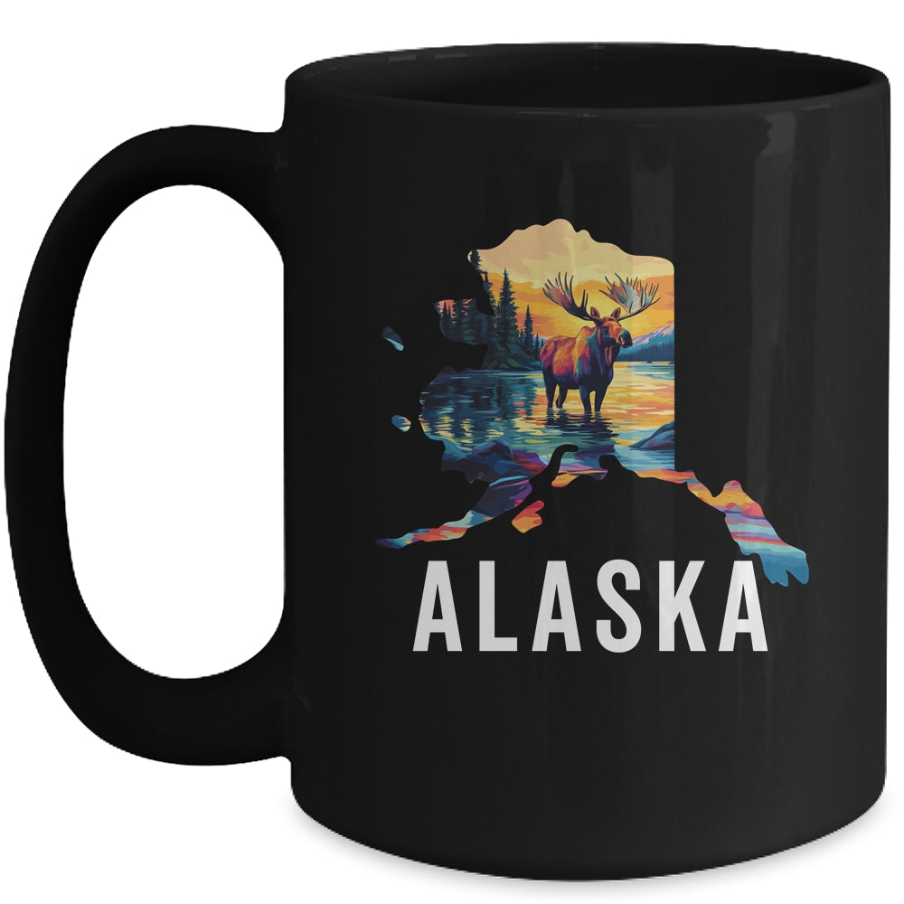 Alaskan Moose Animal Alaska Map Souvenirs Vacation Vintage Mug | siriusteestore
