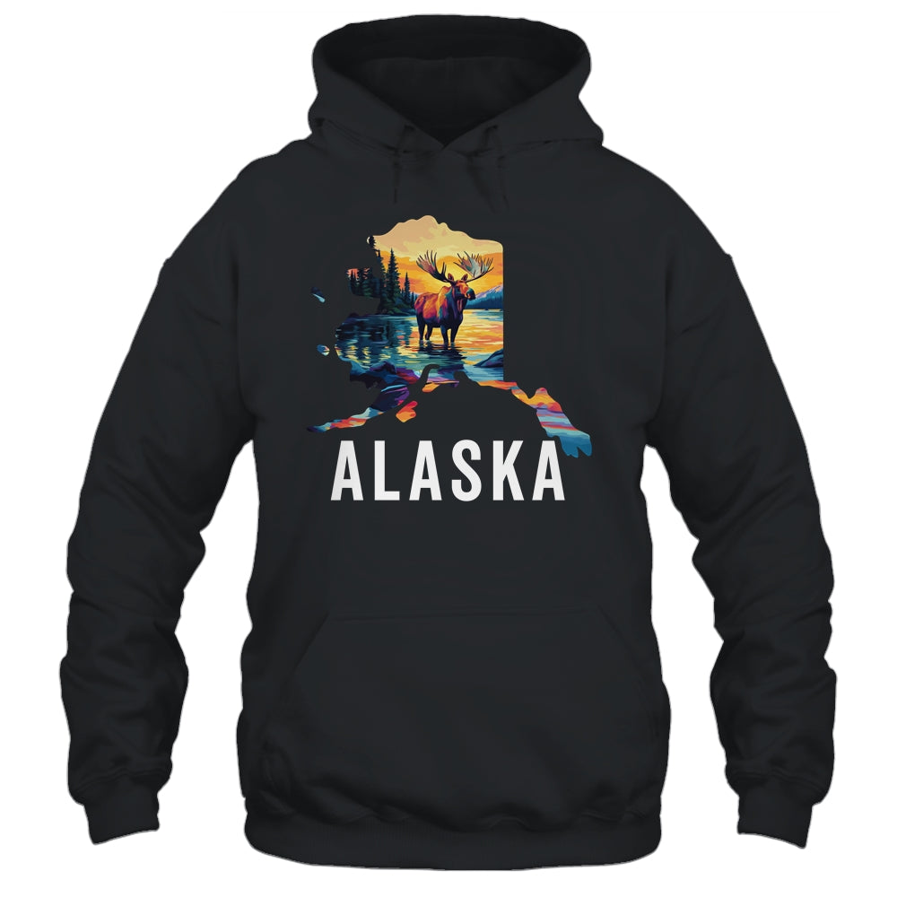 Alaskan Moose Animal Alaska Map Souvenirs Vacation Vintage Shirt & Hoodie | siriusteestore