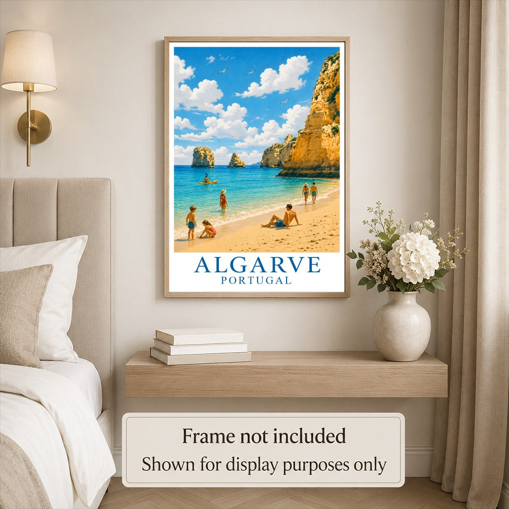 Algarve Portugal Beach Cliff Ocean Landscape Travel Poster Coastal Summer Vacation Wall Art Print Painting Picture For Home Living Room Bedroom Office Decor Unframed | siriusteestore