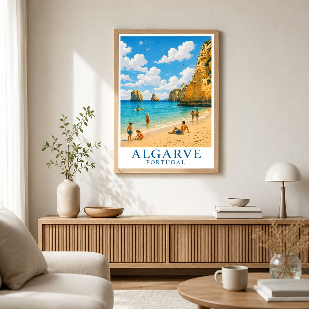 Algarve Portugal Beach Cliff Ocean Landscape Travel Poster Coastal Summer Vacation Wall Art Print Painting Picture For Home Living Room Bedroom Office Decor Unframed | siriusteestore