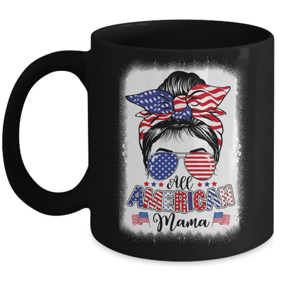 All American Mama Proud Mom Messy Bun Patriotic 4th Of July Mug | siriusteestore