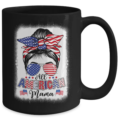 All American Mama Proud Mom Messy Bun Patriotic 4th Of July Mug | siriusteestore