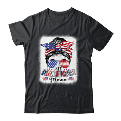 All American Mama Proud Mom Messy Bun Patriotic 4th Of July Shirt & Tank Top | siriusteestore
