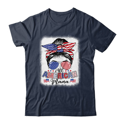All American Mama Proud Mom Messy Bun Patriotic 4th Of July Shirt & Tank Top | siriusteestore