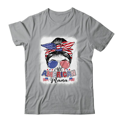 All American Mama Proud Mom Messy Bun Patriotic 4th Of July Shirt & Tank Top | siriusteestore