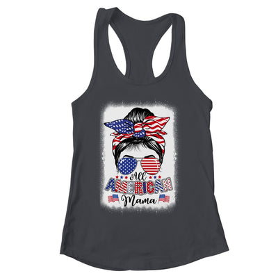 All American Mama Proud Mom Messy Bun Patriotic 4th Of July Shirt & Tank Top | siriusteestore
