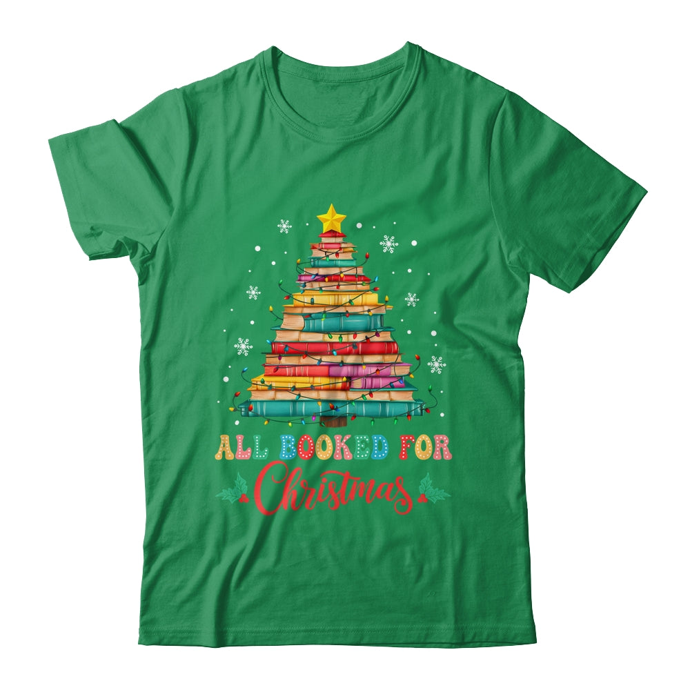 All Booked For Christmas Book Christmas Tree Lights Shirt & Sweatshirt | siriusteestore
