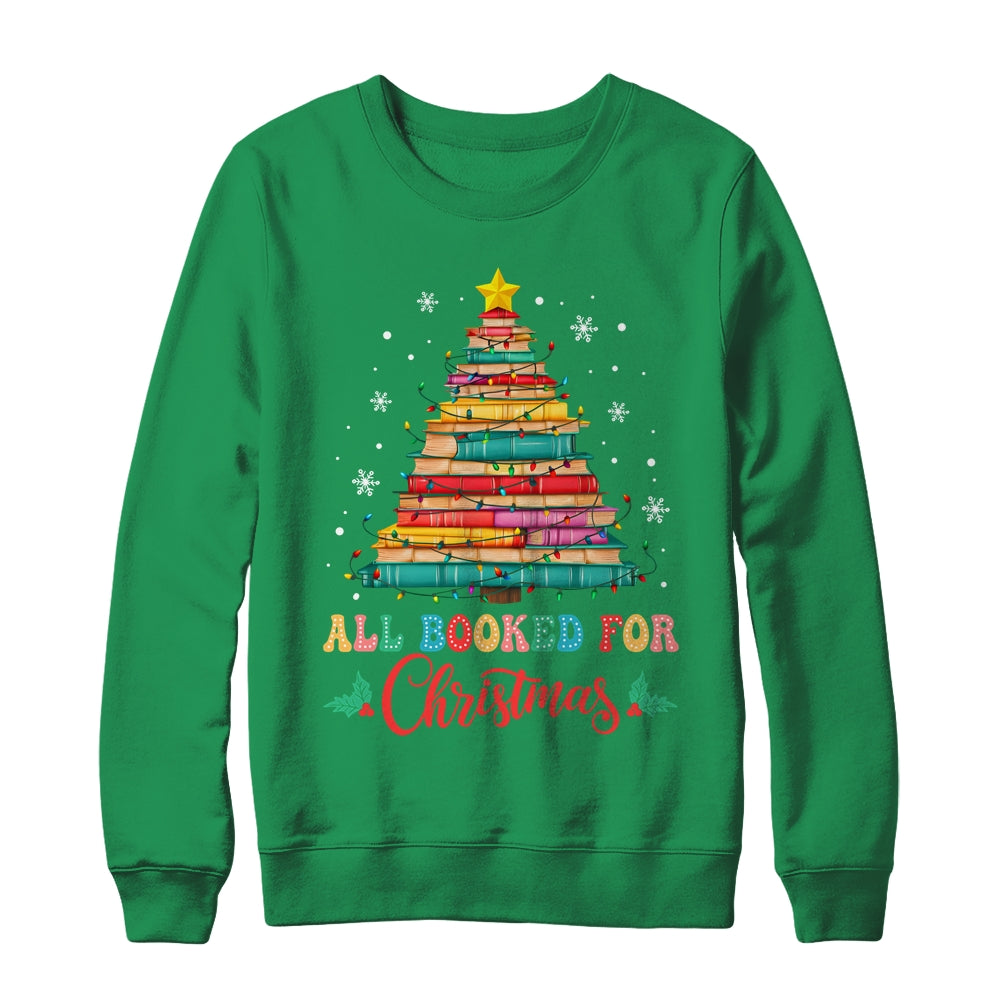 All Booked For Christmas Book Christmas Tree Lights Shirt & Sweatshirt | siriusteestore
