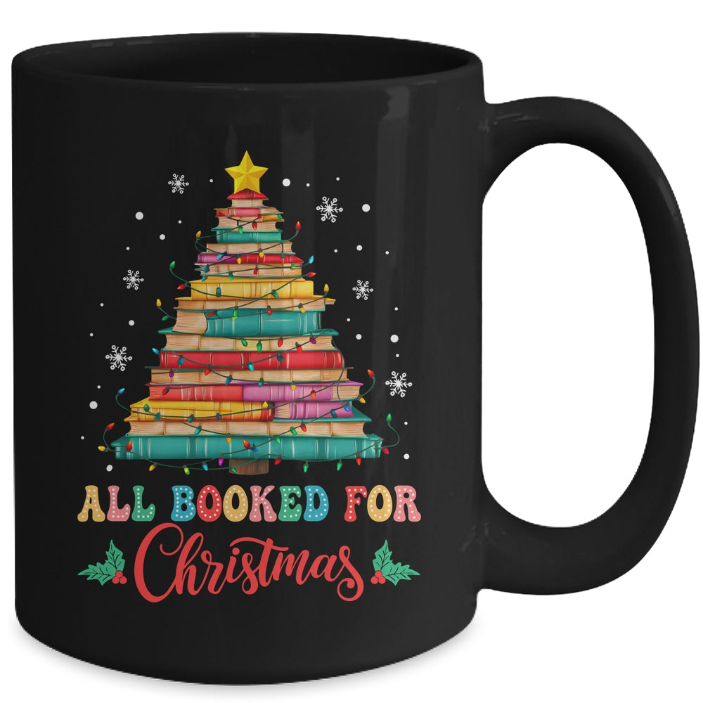 All Booked For Christmas Book Christmas Tree Lights Mug | siriusteestore