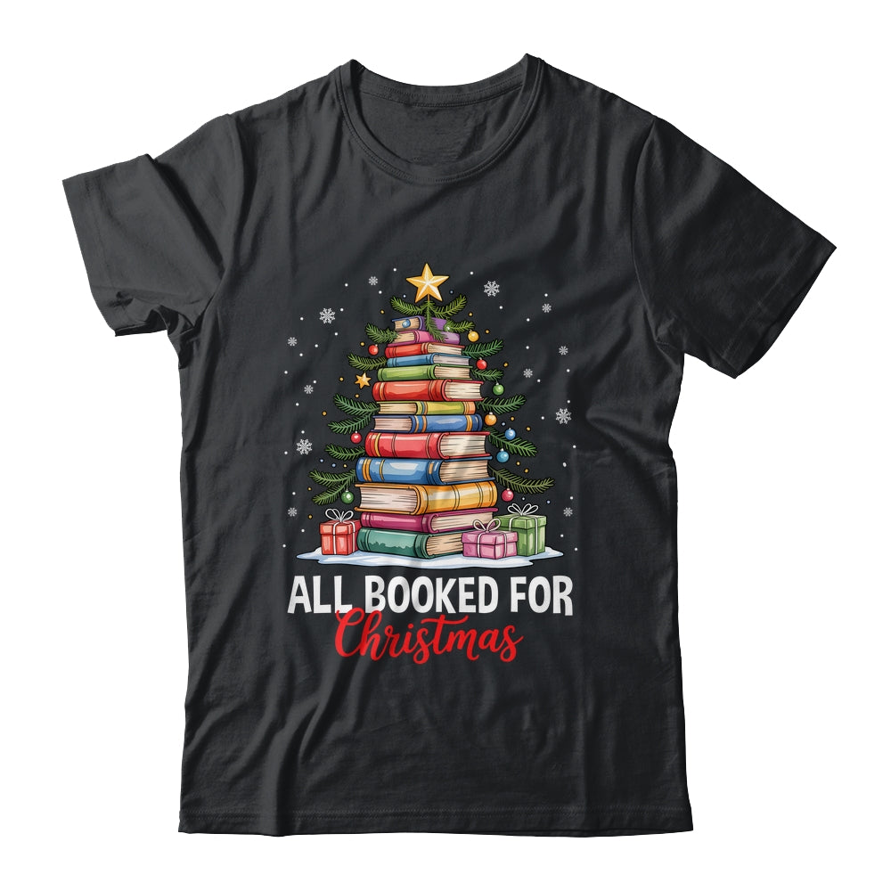 All Booked For Christmas Coquette Books Teacher Xmas Tree Shirt & Sweatshirt | siriusteestore
