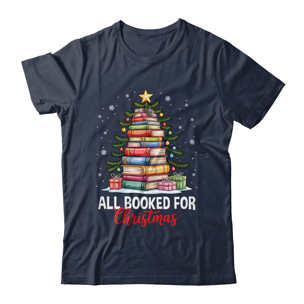 All Booked For Christmas Coquette Books Teacher Xmas Tree Shirt & Sweatshirt | siriusteestore