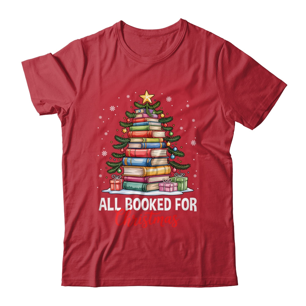 All Booked For Christmas Coquette Books Teacher Xmas Tree Shirt & Sweatshirt | siriusteestore