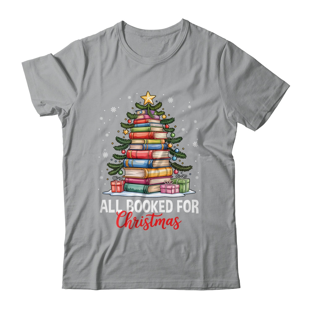 All Booked For Christmas Coquette Books Teacher Xmas Tree Shirt & Sweatshirt | siriusteestore