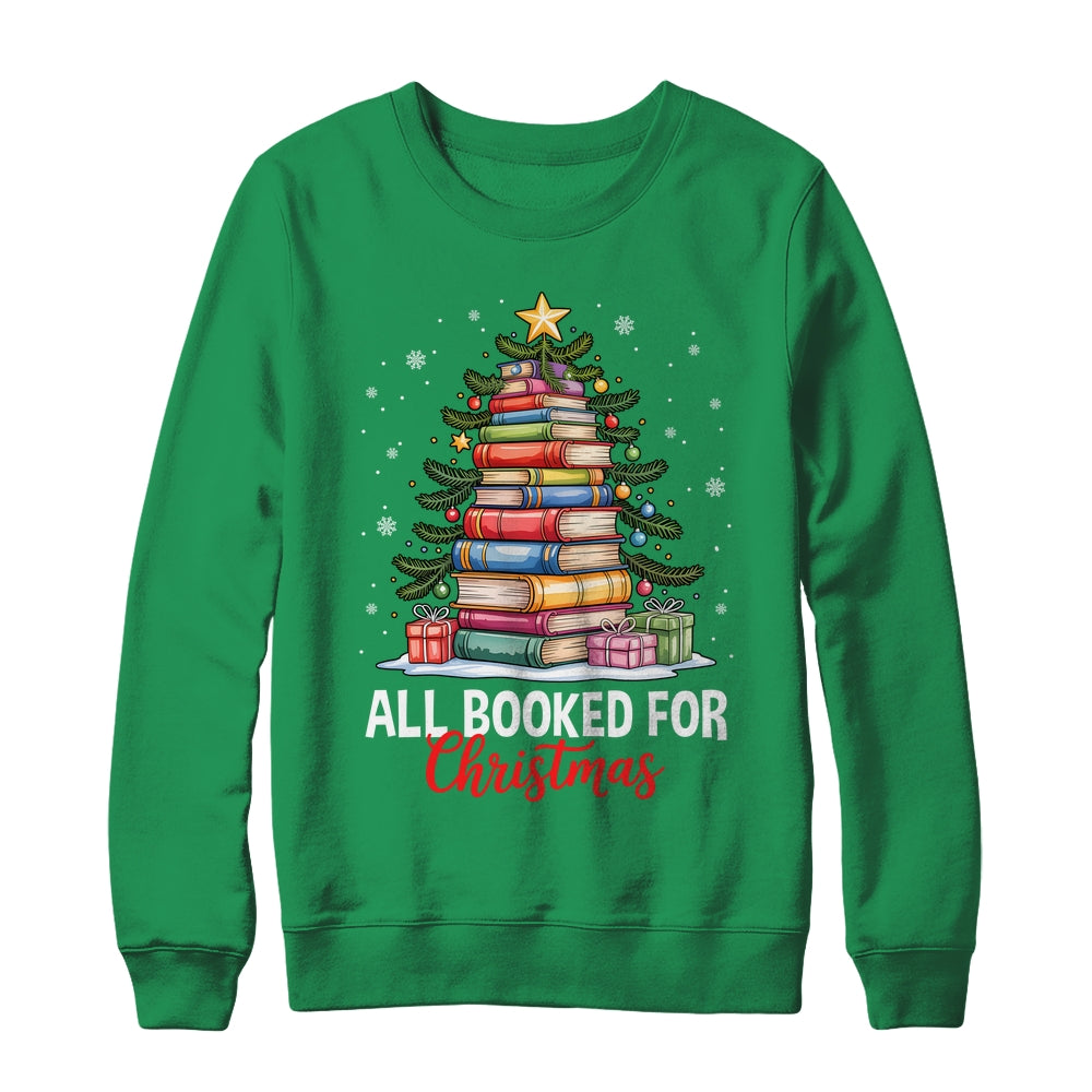 All Booked For Christmas Coquette Books Teacher Xmas Tree Shirt & Sweatshirt | siriusteestore