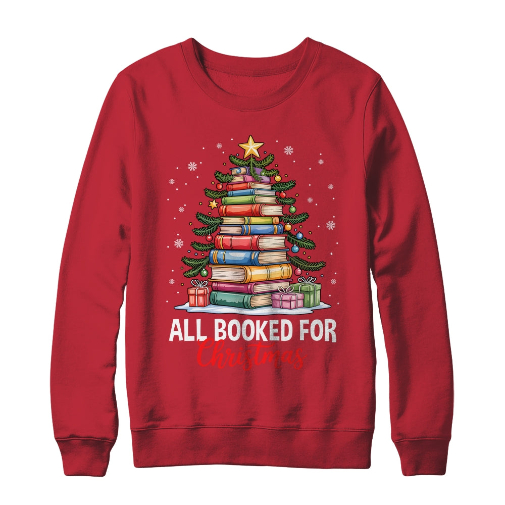 All Booked For Christmas Coquette Books Teacher Xmas Tree Shirt & Sweatshirt | siriusteestore