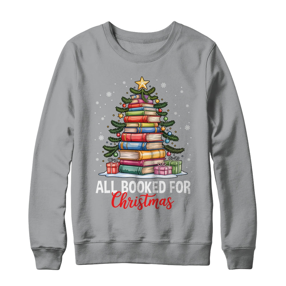 All Booked For Christmas Coquette Books Teacher Xmas Tree Shirt & Sweatshirt | siriusteestore
