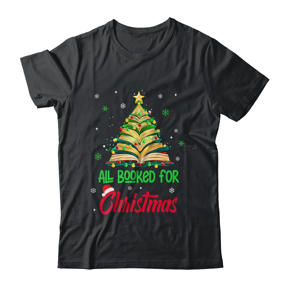 All Booked For Christmas Vintage Librarian Xmas Tree Lights Shirt & Sweatshirt | siriusteestore