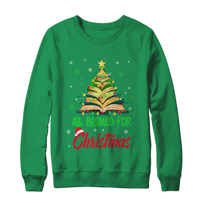 All Booked For Christmas Vintage Librarian Xmas Tree Lights Shirt & Sweatshirt | siriusteestore