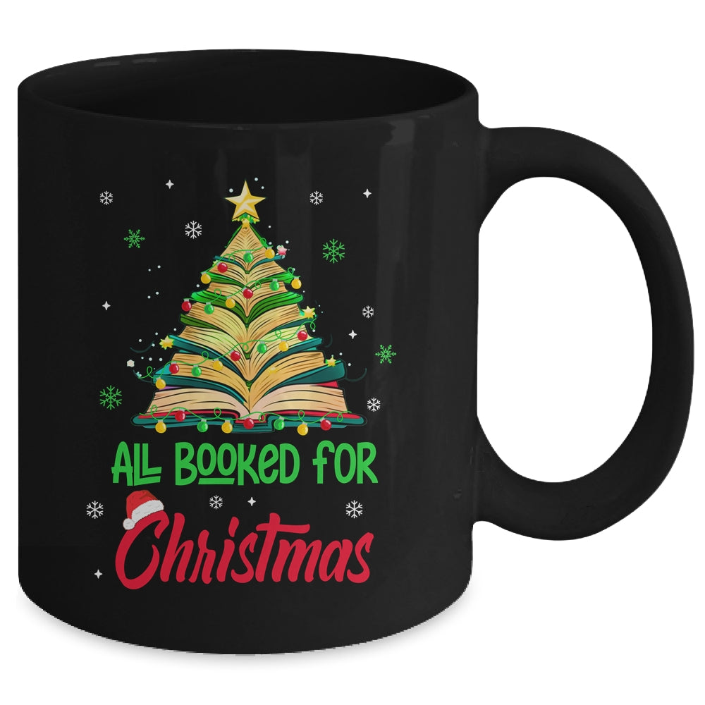 All Booked For Christmas Vintage Librarian Xmas Tree Lights Mug | siriusteestore