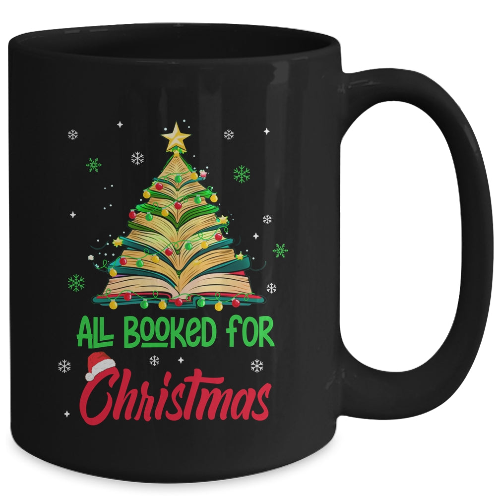 All Booked For Christmas Vintage Librarian Xmas Tree Lights Mug | siriusteestore