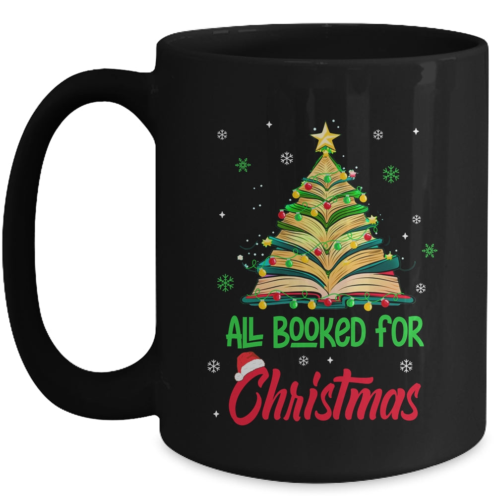All Booked For Christmas Vintage Librarian Xmas Tree Lights Mug | siriusteestore