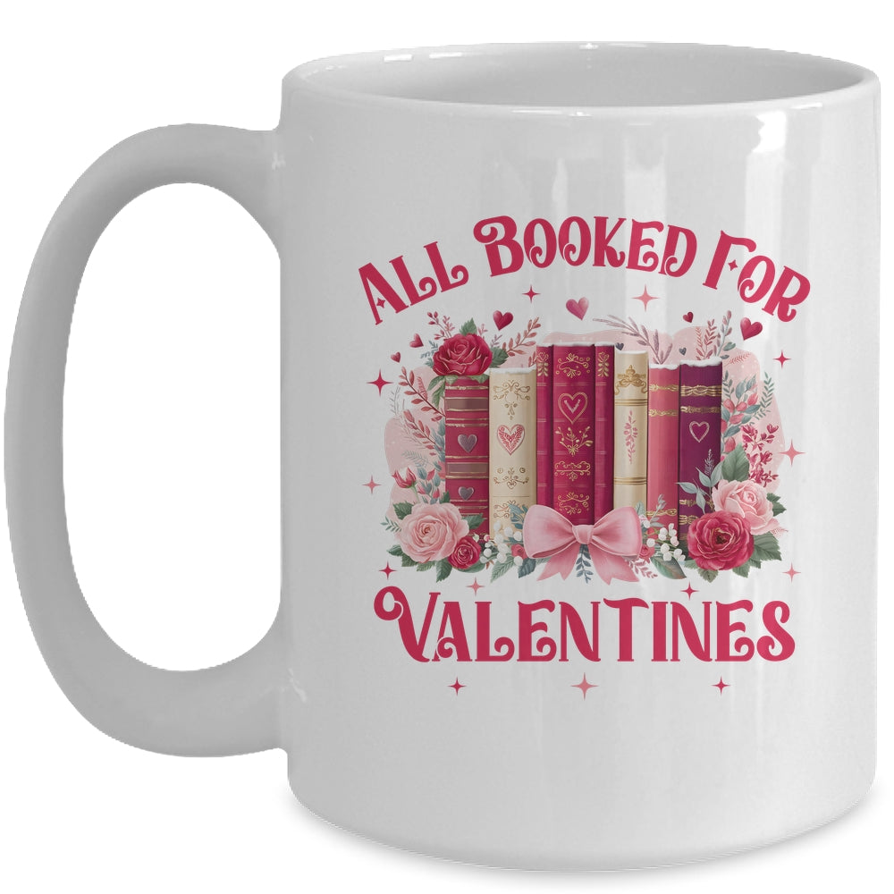 All Booked For Valentines Book Lover Floral Teacher Design Mug | siriusteestore