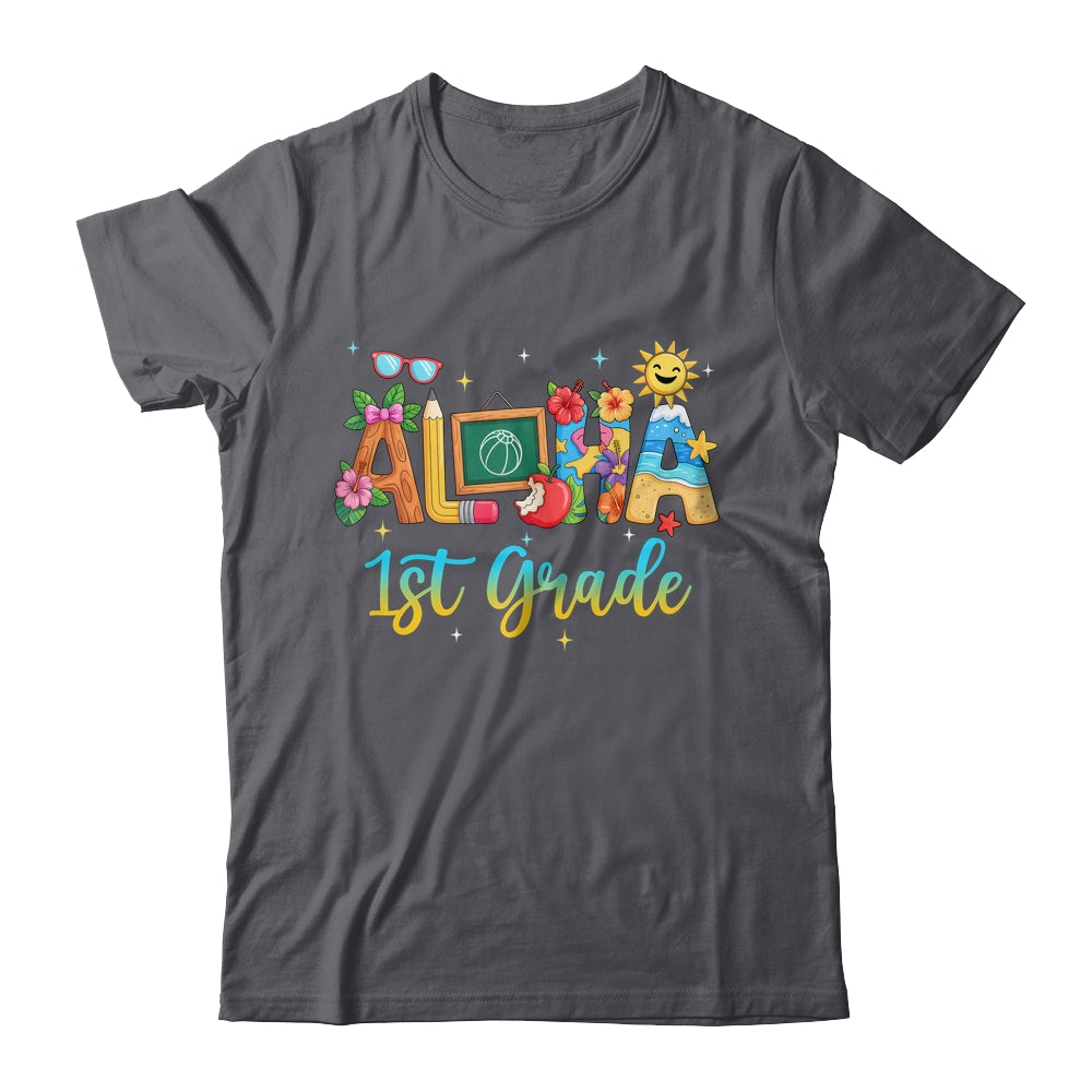 Aloha 1st Grade Teacher Life Summer Vacation School Beach Shirt & Tank Top | siriusteestore