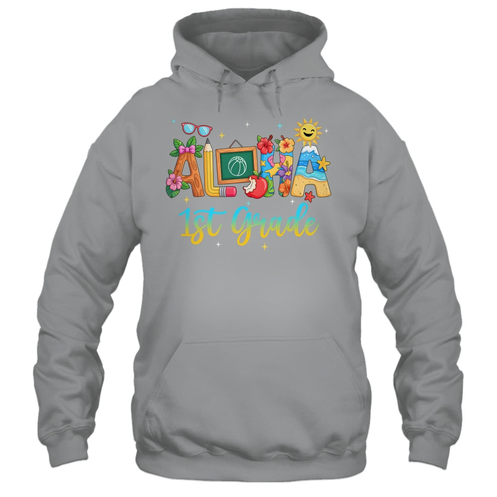 Aloha 1st Grade Teacher Life Summer Vacation School Beach Shirt & Tank Top | siriusteestore