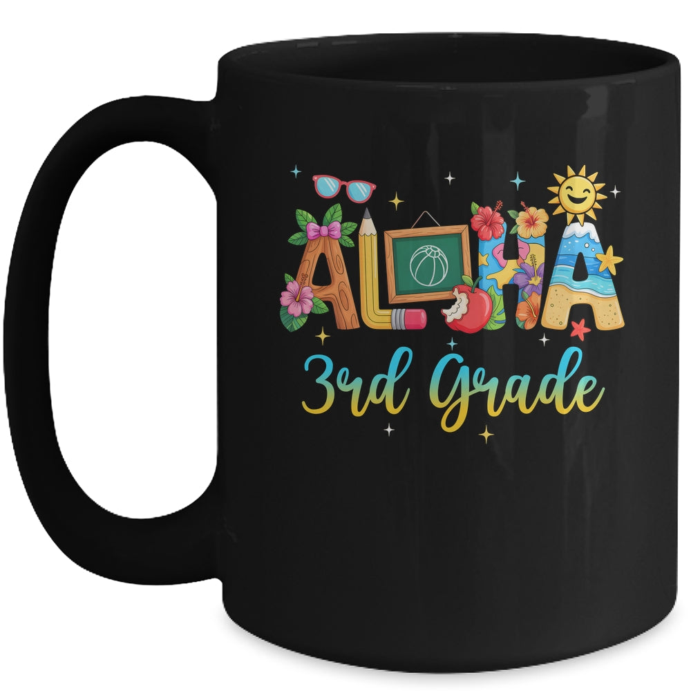 Aloha 3rd Grade Teacher Life Summer Vacation School Beach Mug | siriusteestore