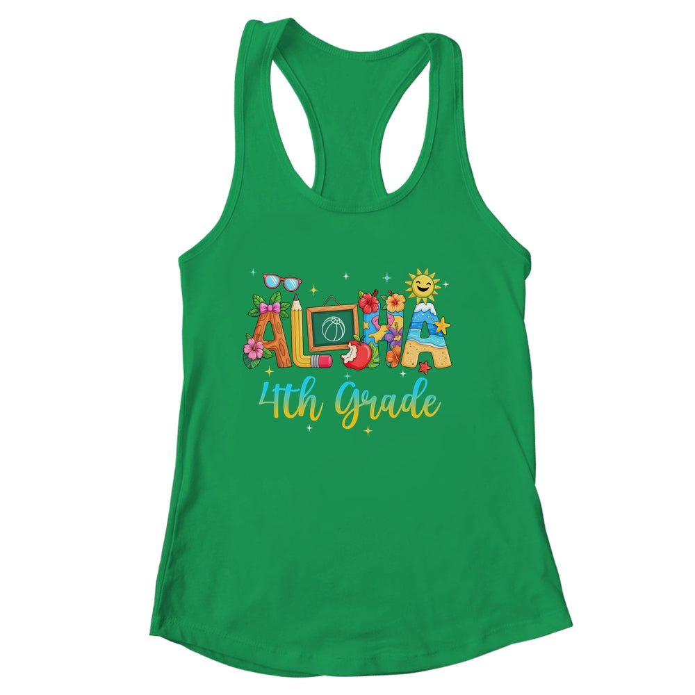 Aloha 4th Grade Teacher Life Summer Vacation School Beach Shirt & Tank Top | siriusteestore