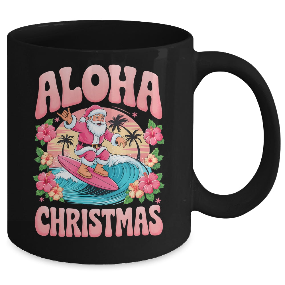 Aloha Christmas Santa Claus Surfing Hawaiian Mele Kalikimaka Mug | siriusteestore