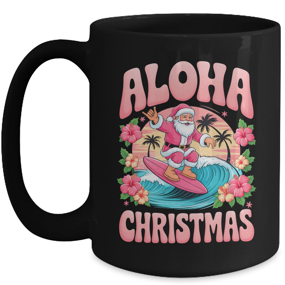 Aloha Christmas Santa Claus Surfing Hawaiian Mele Kalikimaka Mug | siriusteestore
