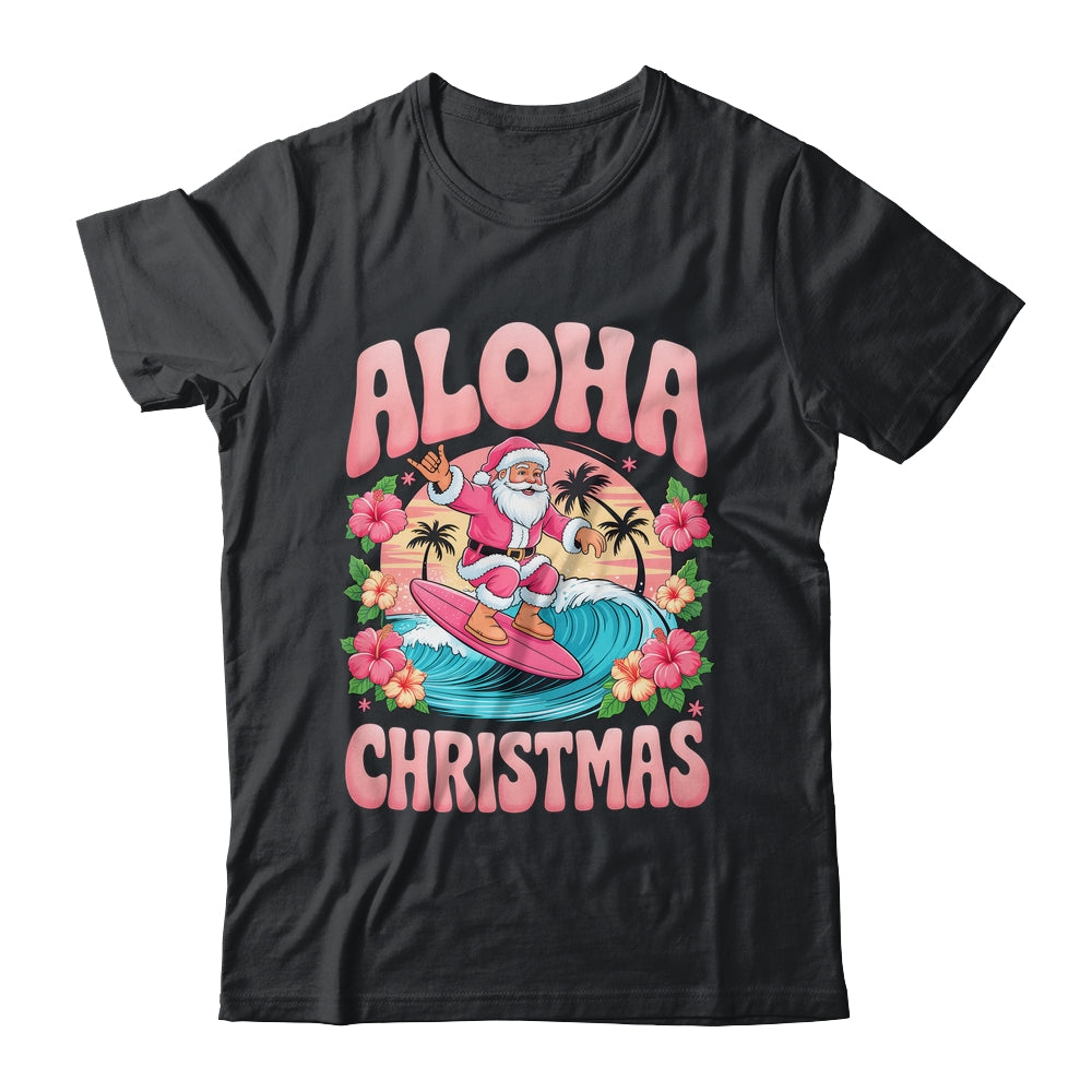 Aloha Christmas Santa Claus Surfing Hawaiian Mele Kalikimaka Shirt & Sweatshirt | siriusteestore