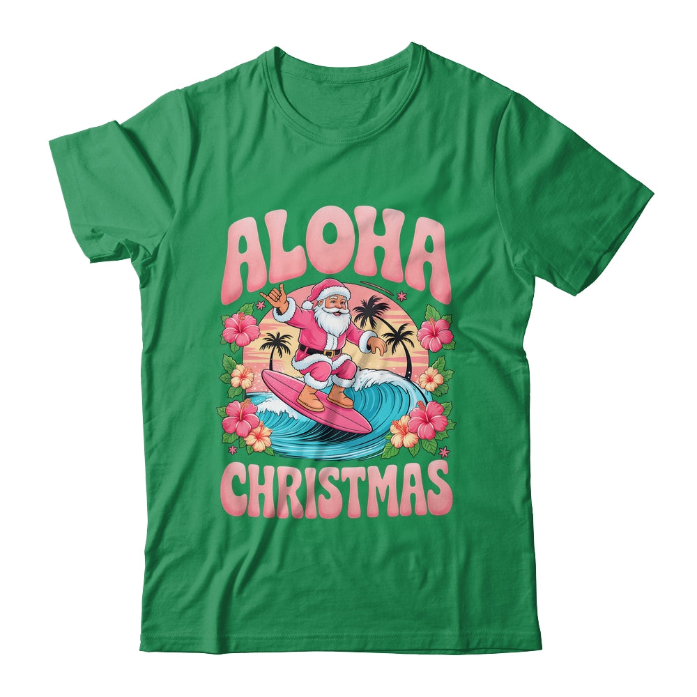 Aloha Christmas Santa Claus Surfing Hawaiian Mele Kalikimaka Shirt & Sweatshirt | siriusteestore